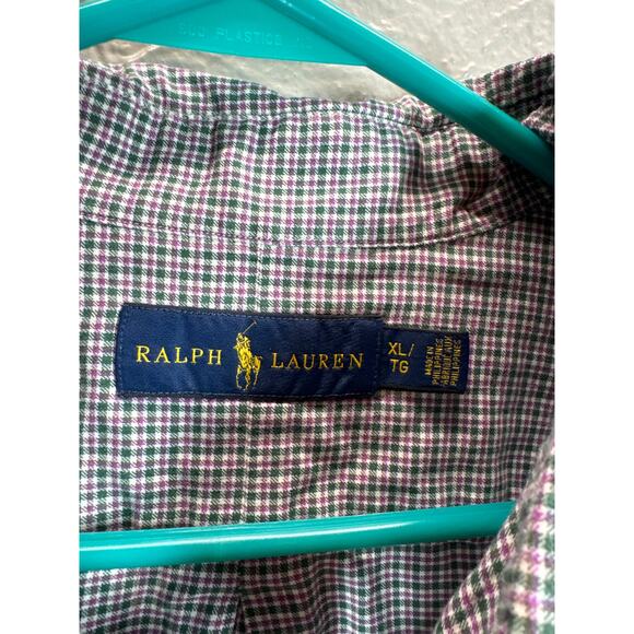 Ralph Lauren Shirt Long Sleeve Button Down Green Purple Check Mens Size XL - Picture 4 of 4